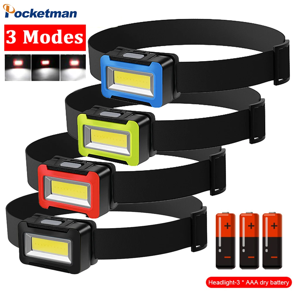 

Mini COB LED Headlamp 3 Modes Camping Headlight Waterproof Head Lamp Mini Headlamps Head Flashlight No Battery Included