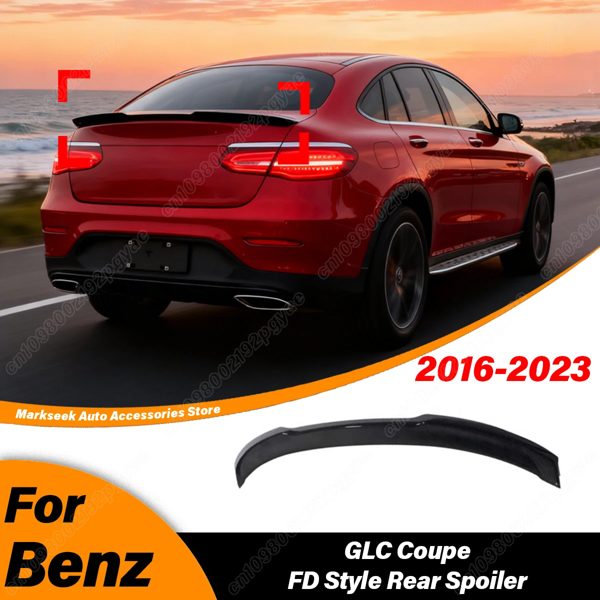 

For Mercedes Benz GLC Class Coupe 2016 2017 2018 2019 2020 2021 2022 2023 Car Trunk FD Style Rear Spoiler Fixed Splitter Kit