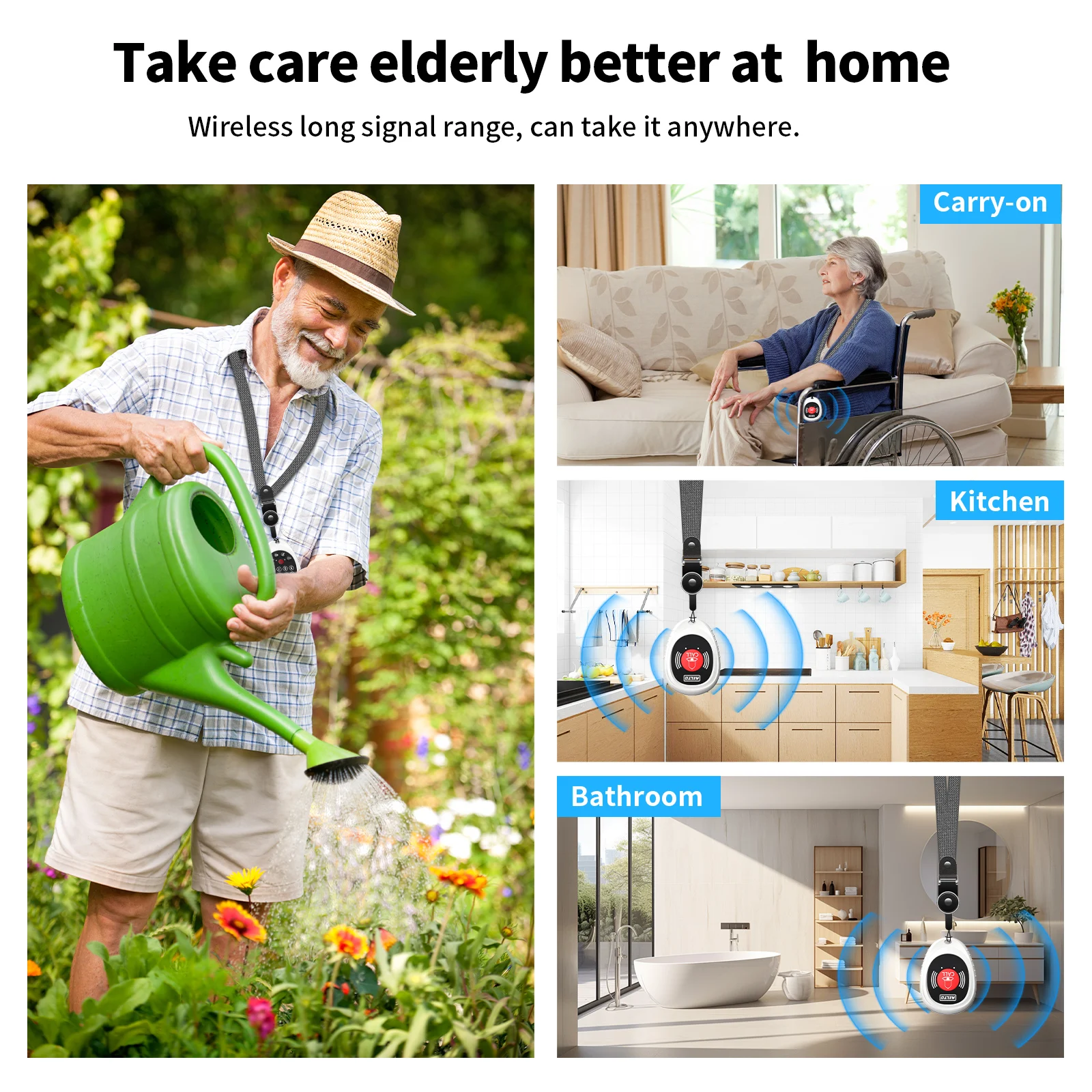 Rechargeable Wireless Caregiver Pager Smart Call Button 1000 Ft Range Nurse Calling Alert Patient Help System fast shipping