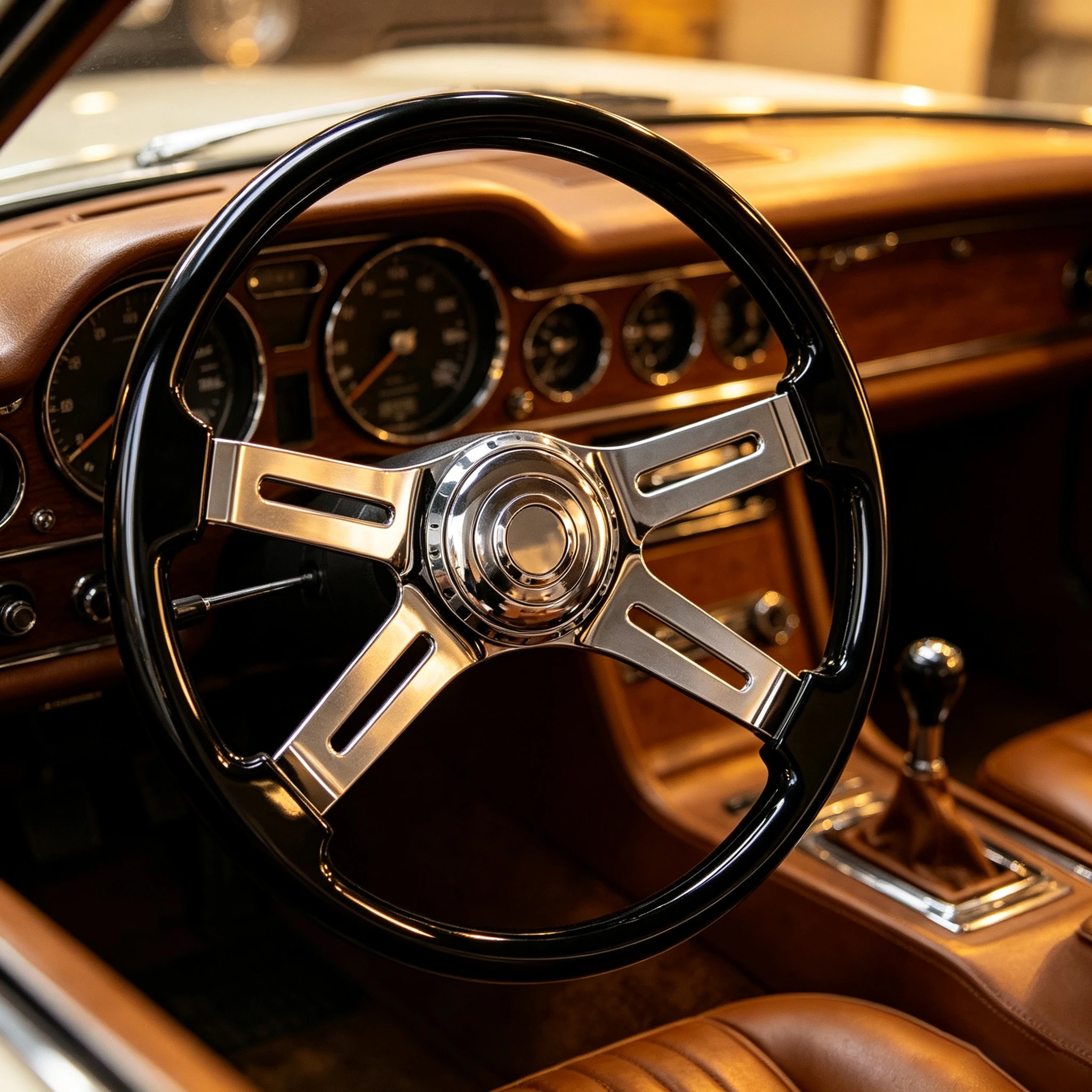 450MM 18-inch Classic Retro Truck Steering Wheel, 4-Spoke Chrome Alloy with Horn Button