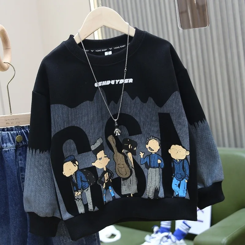 cool-boys-hoodie-spring-autumn-black-new-style-children-base-shirt-big-kids-dyed-top-fashionable-knitted-fabric-polyester-inner