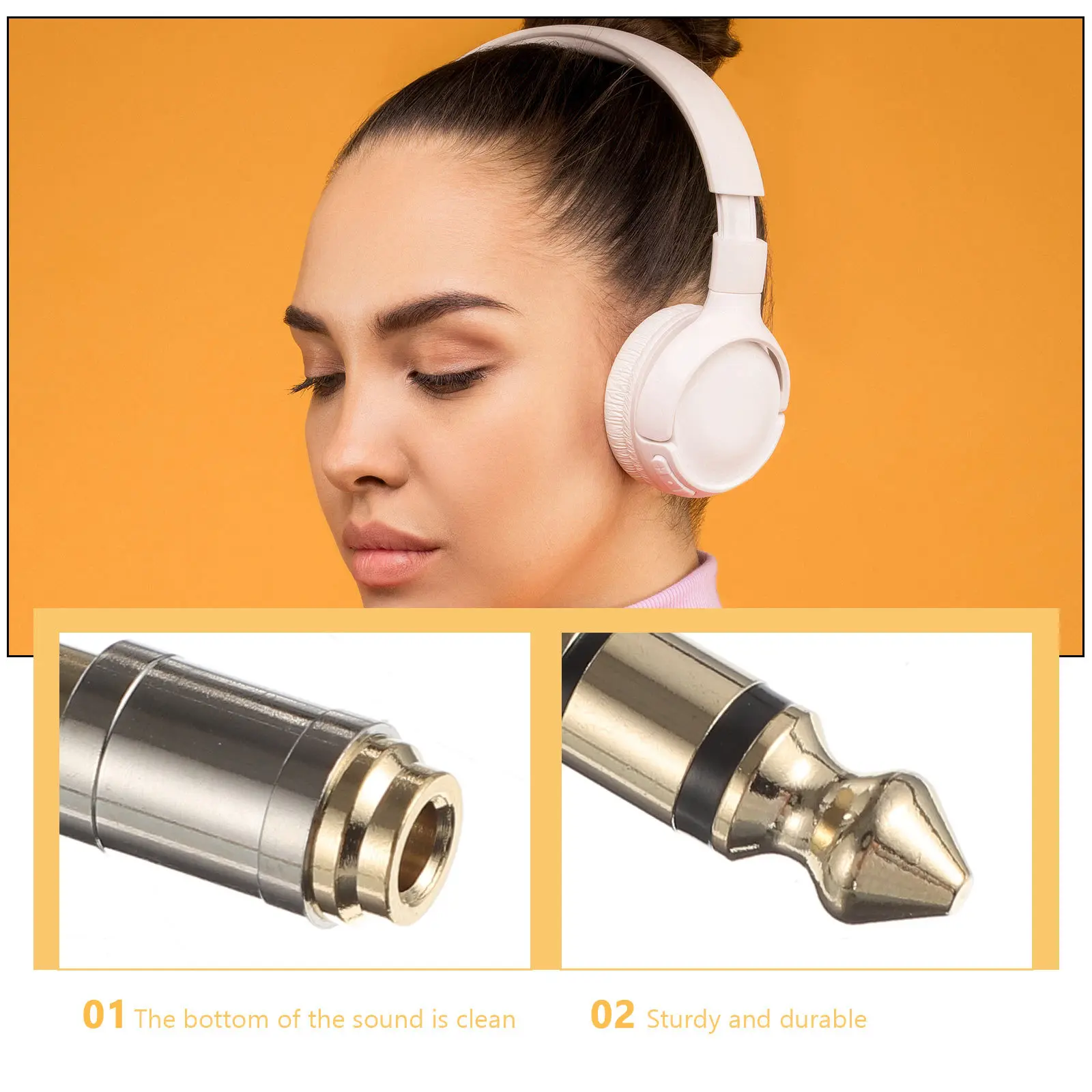 

2Pcs Gold Plated 6.35mm to 3.5mm Audio Adapter Pure Copper Male to Female Jack for Amplifier Microphone Electronic Drum Keyboard