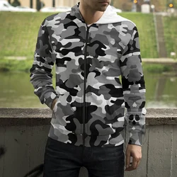 2022 New Camouflage Zip Up Hoodie Men Spring Loog Sleeve 3D Print Zip Hoodie Cool Men Women Children Fashion Top Clothes