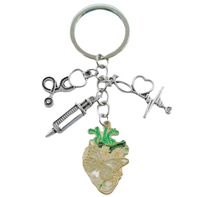 Anatomie-Schlüsselanhänger aus Legierung mit Herz- und Lungenmotiv, Arzt- und Krankenschwester-Taschenanhänger, Schmuck, Geschenke, Dekoration – Detail 6