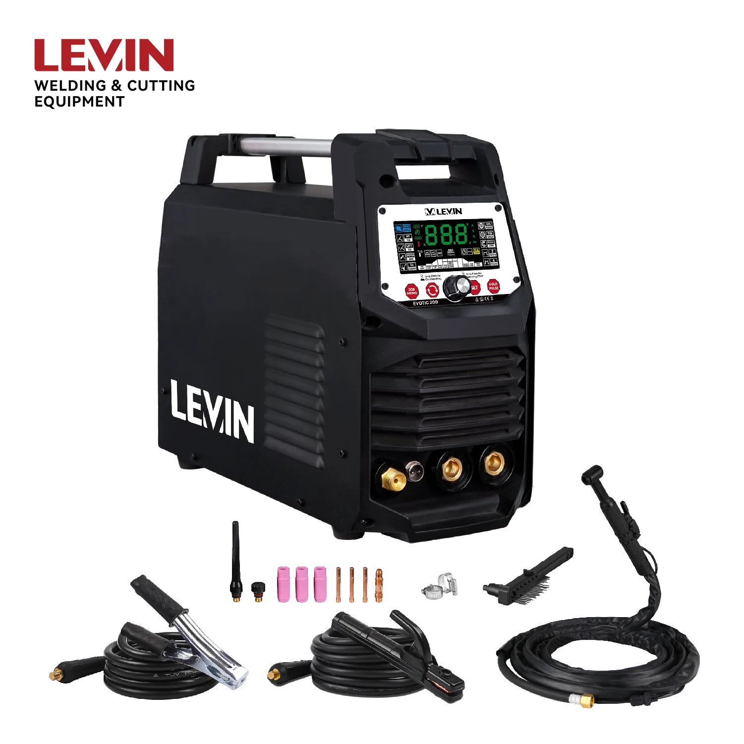 Máquina de Solda TIG Micro Pulsada Monofásica LEVIN 220V 200 Amp MMA TIG 5 em 1