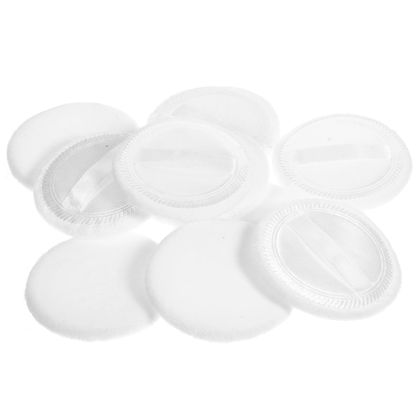 10 stks Katoen Poederdons Losse Gezicht Makeup Tools Foundation Spons Schoonheid Cosmetica Pads Wit 60x7mm OPP Zak