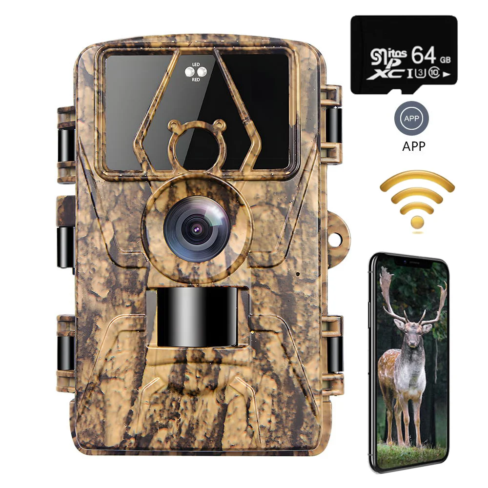 8K WiFi waterdichte trailcamera PR801W 60MP ondersteunt APP-weergave voor buitenjacht, nachtzicht en boerderijbewaking