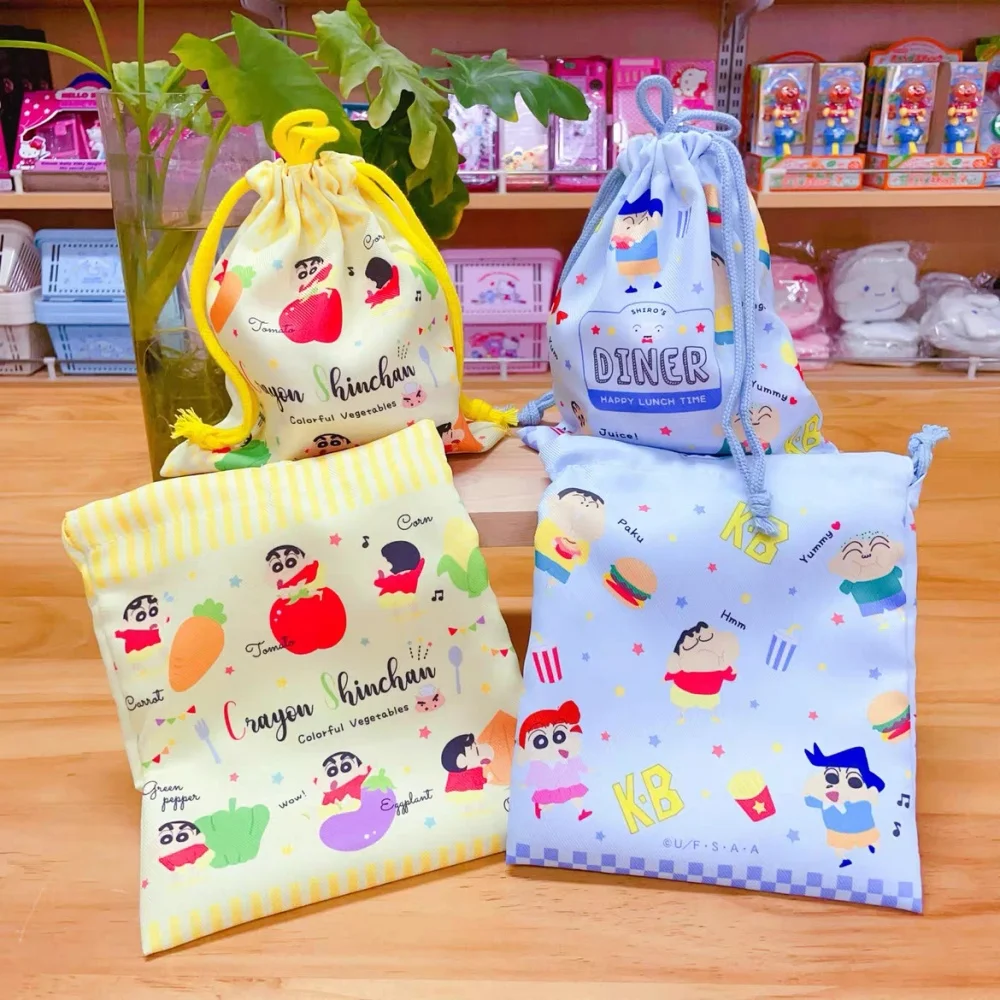 

Kawaii Crayon Shin-Chan Cartoon Drawstring Pouch Travel Portable Headphones Charger Skincare Products Storage Bags Gift For Girl