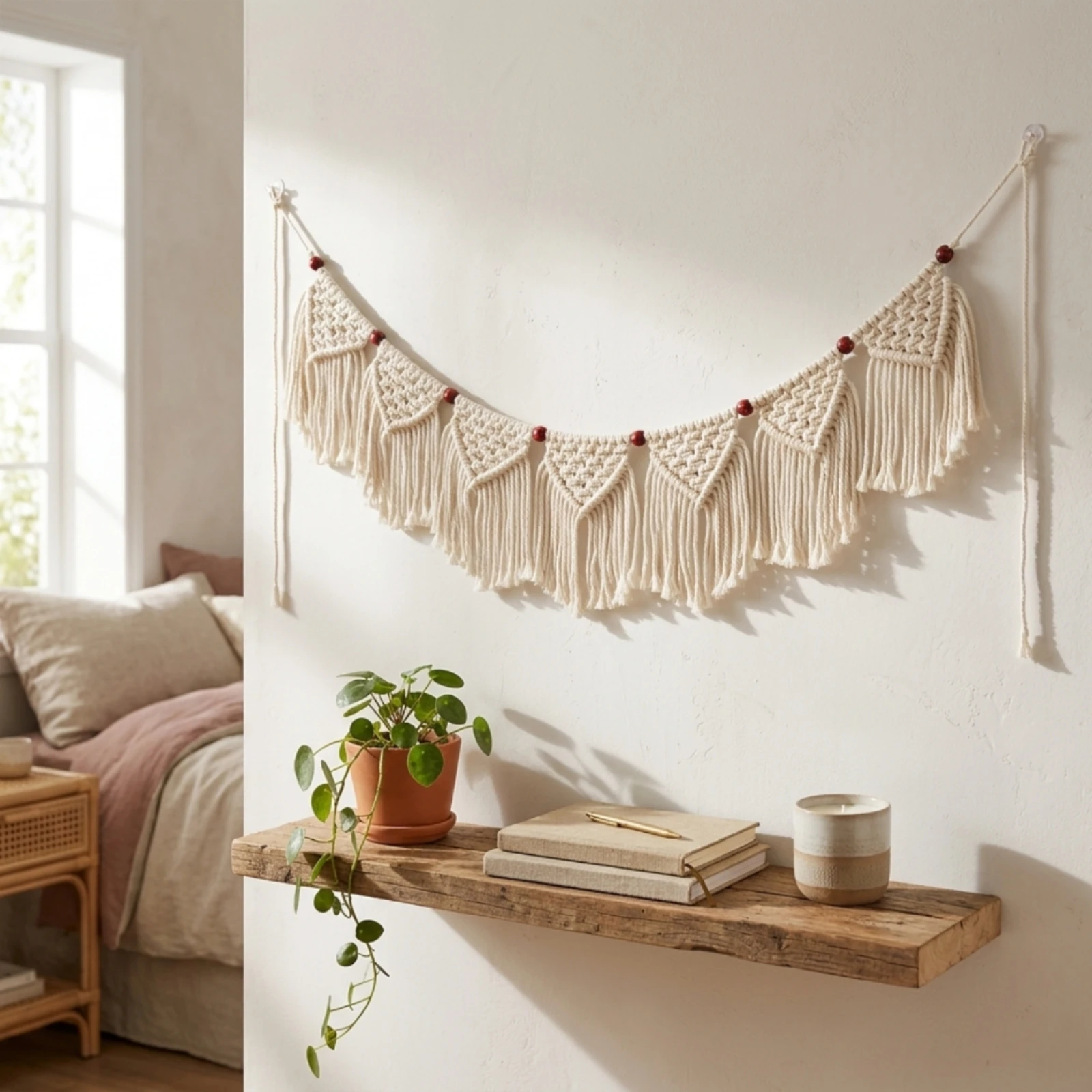 معلقة جدارية من الماكراميه مع - مراجعة Macrame Wall Hanging وسعره