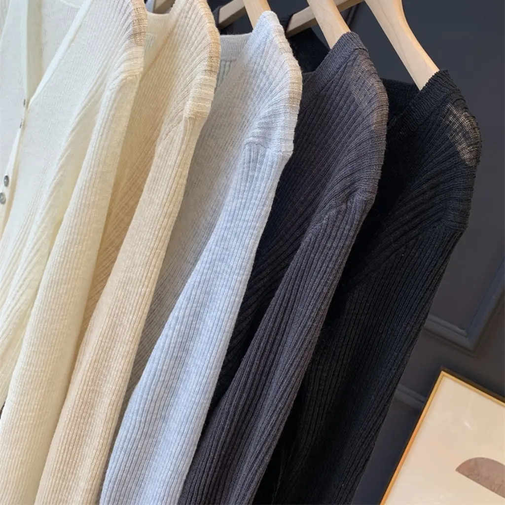 

Tencel Linen Skinny Small Cardigan Women's Breathable Sweat-Absorbent Fresh Not Sticky Summer Open Front Light Weight