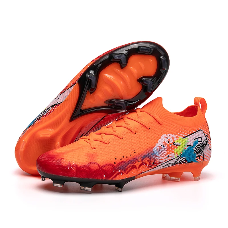 Comfortable Male Football Soccer Boots Ergonomic Footbed Non Slip Spike Sole Breathable Wear Resistant Outdoor Lawn Training