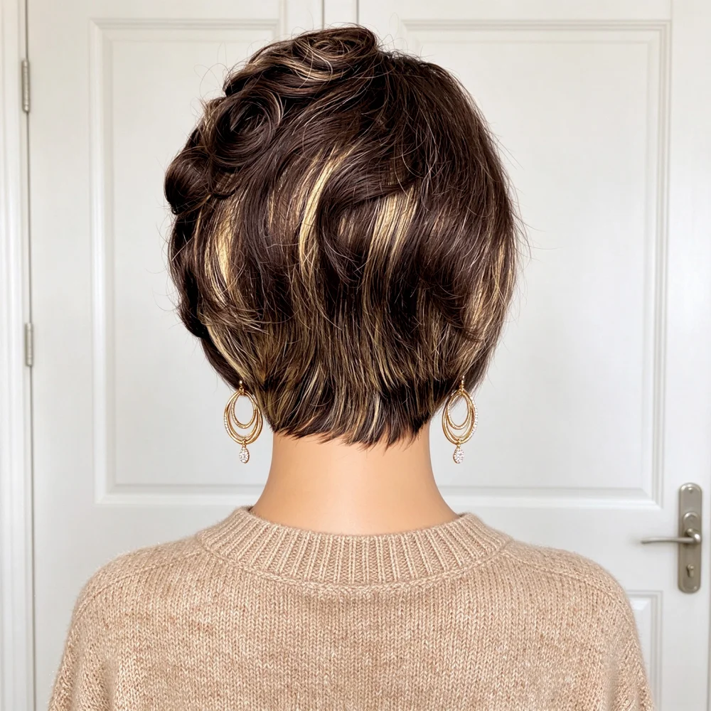 Short Pixie Curly Human Hair Lace Wig