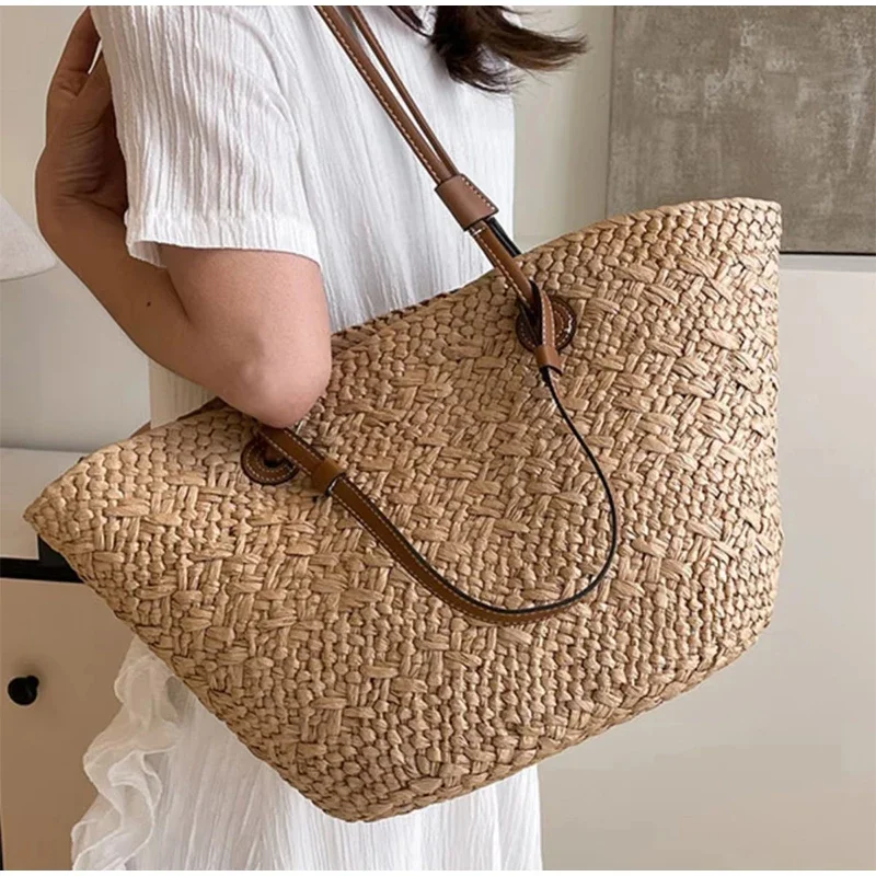 Perfect Vacation Storage Bag Largecapacity Straw Woven Tote Bag Women Summer Beach Bag Casual French Style Underarm Shoulder Bag - view 4