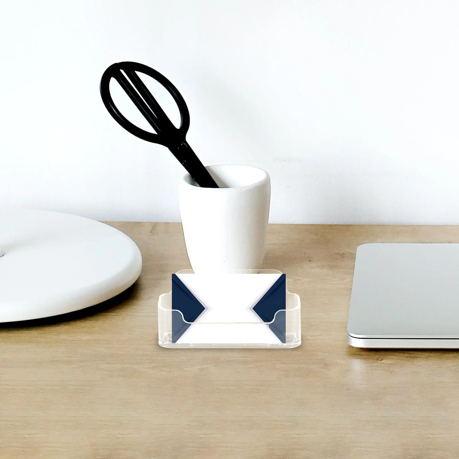 

4Pcs Business Card Holder Transparent Pc Material Desk Organizer for Name Cards Storage Display Stand Vendor Booth Supplies