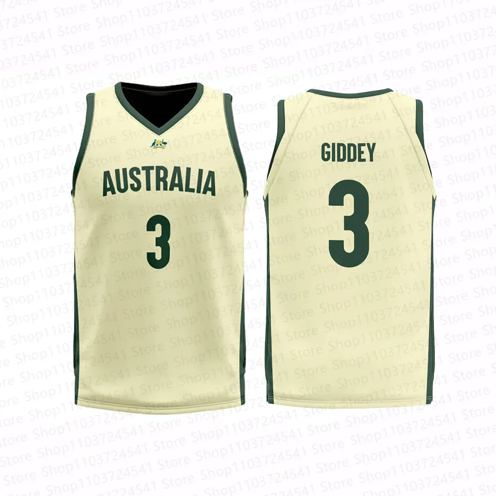 2024 Australia Basketball Jersey T shirt Summer Men/Boy Basketball Sports Sleeveless Vest Tshirt Special Basketball Jersey Set