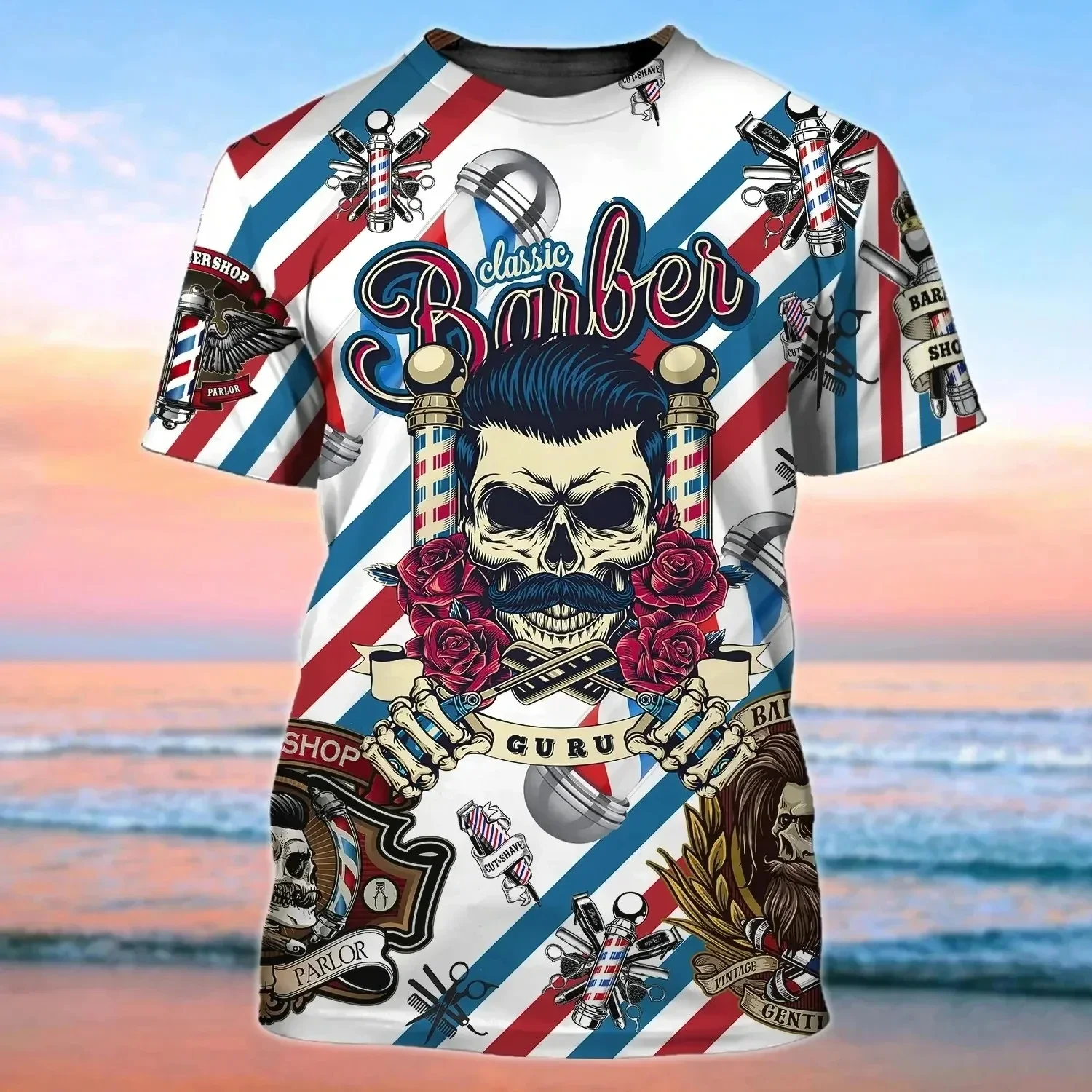 Barber Professional Work Clothes 3D Printed T-Shirt Men\'S And Women\'S Vintage Crew Neck Short Sleeve Street Hip Hop Fun TShirt