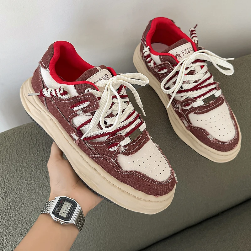 

New Autumn Skateboard Shoes Men Retro Low Cut Casual Sneaker Man Streetwear Shoes Comfort Men's Platform Shoe chaussure hommes