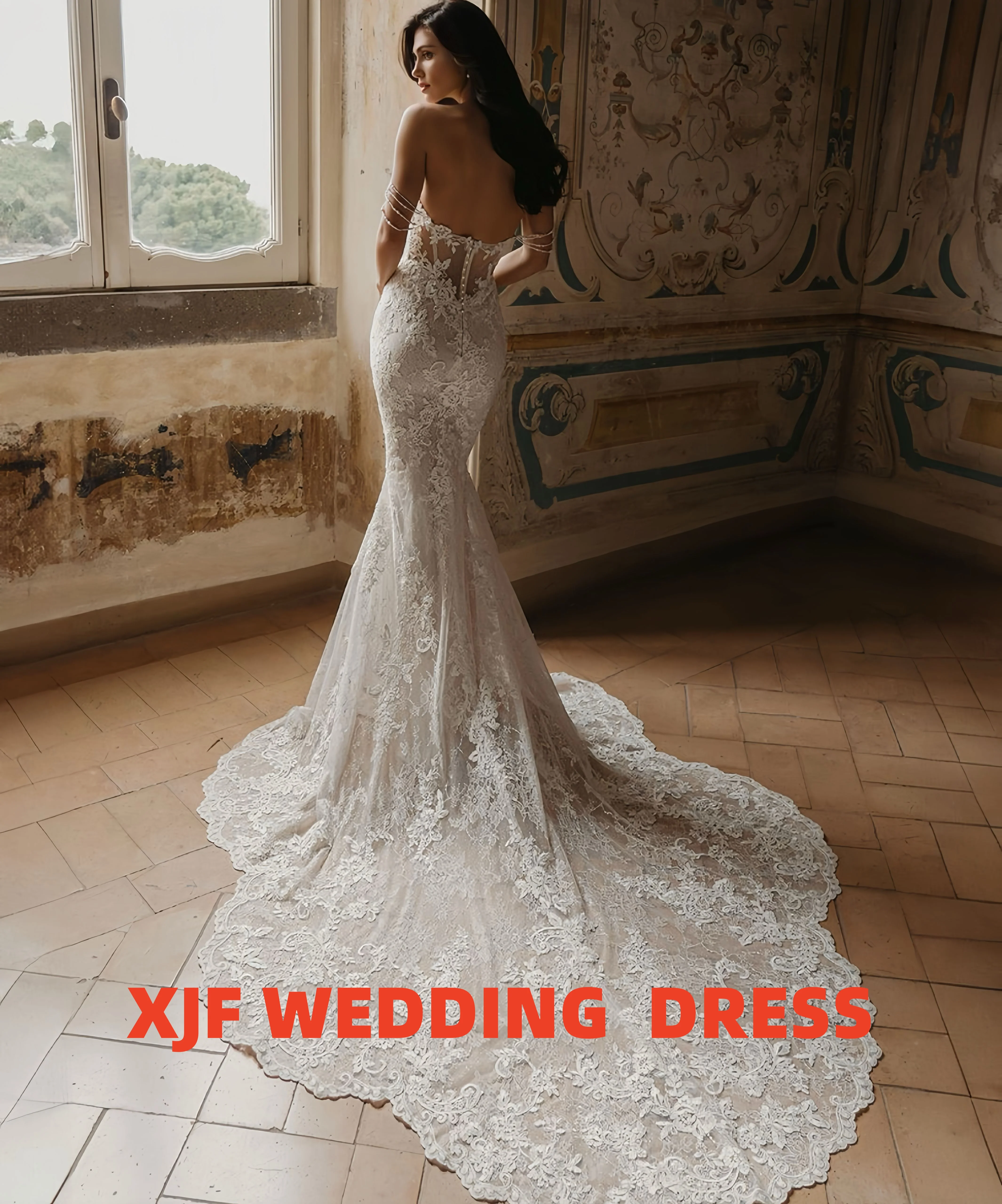 فستان زفاف حورية البحر بياقة على شكل قلب بدون أكمام فاخر من أماندا نوفيا فيستدوس دي نوفيا أماندا مخصص #5