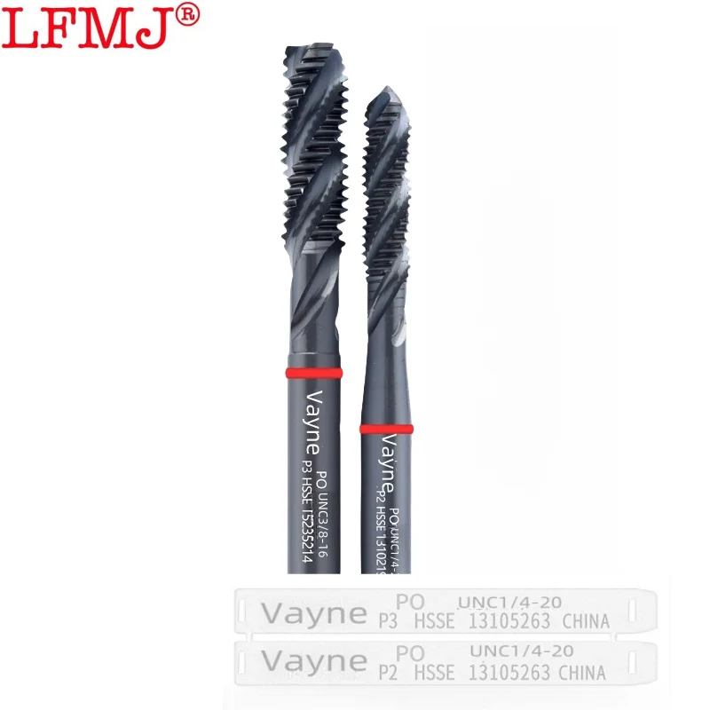 1pcs HSSE INOX American Fine Spiral Fluted Tap UNC UNF UNS UNEF 1-64 4-48 2-56 12-32 3/16 5/16 3/8 Machine With Red Ring