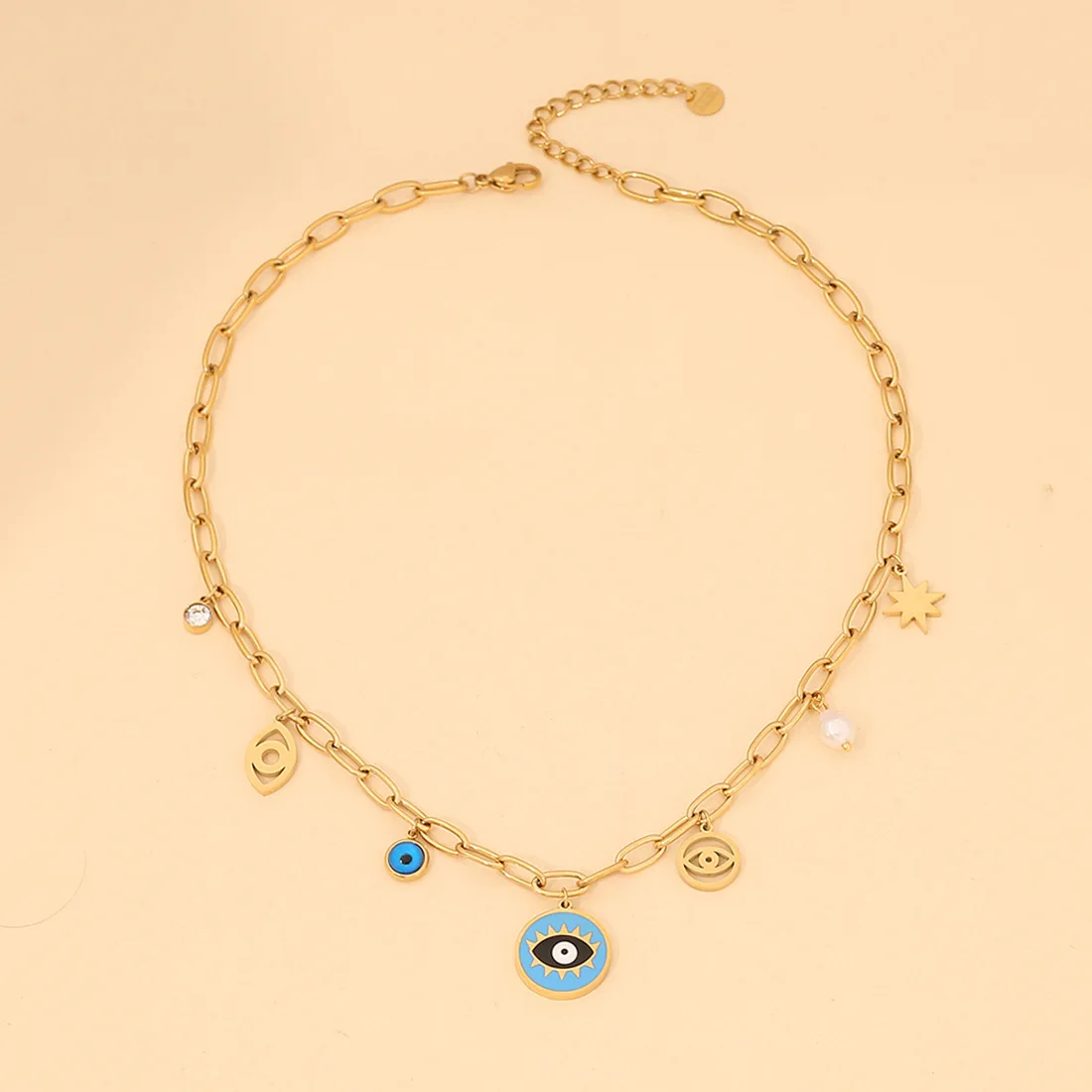 Pedina Drip Oil Eye Necklace Fashion Love Stainless Steel Collar Chain Necklace For Women Clavicle Chain Jewelry Weddin Gifts