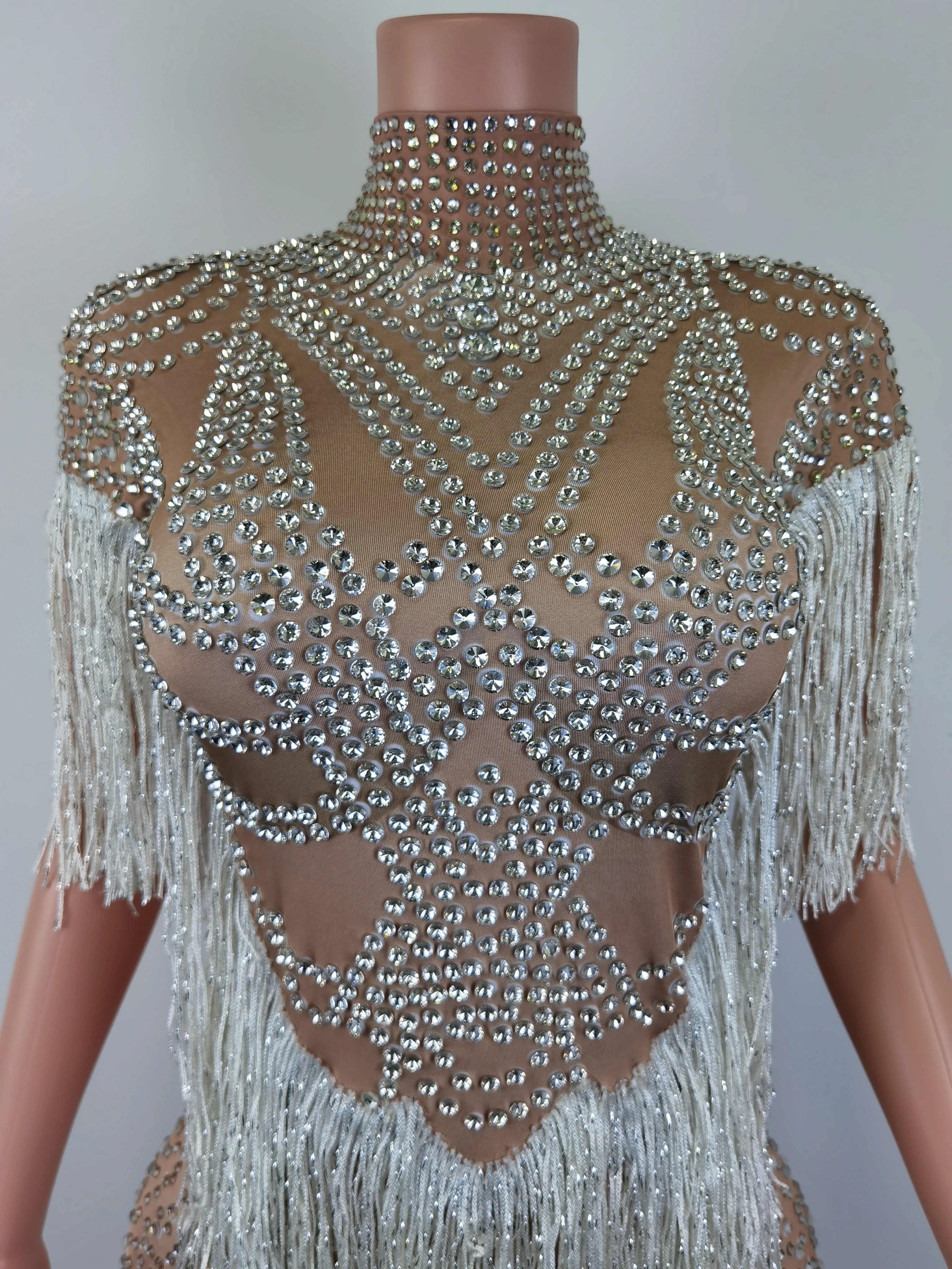 Elegancka Sukienka Koktajlowa Bodycon z Długim Rękawem, Frędzlami i Cyrkoniami, Damski Strój Klubowy, Suknia Wieczorowa na Kolację, Seksowna Mini Sukienka na Bal Maturalny