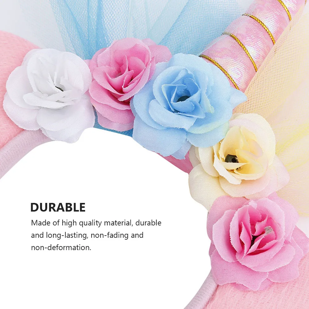 

1pc Unicorn Hair Hoops Bright Party Supplies Creative Headband Halloween Christmas Costume Carnival Event Durable Mesh Flower