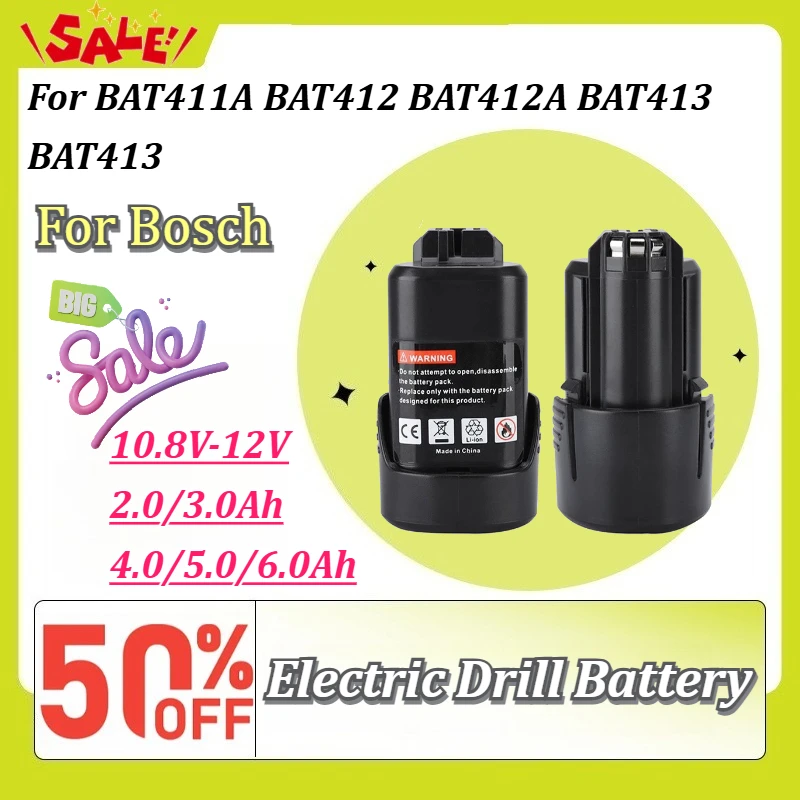 12V/10.8V 2000-6000mAh For Bosch BAT411 Battery Li-ion Rechargeable Battery BAT411A BAT412 BAT412A BAT413 BAT413 Battery Charger