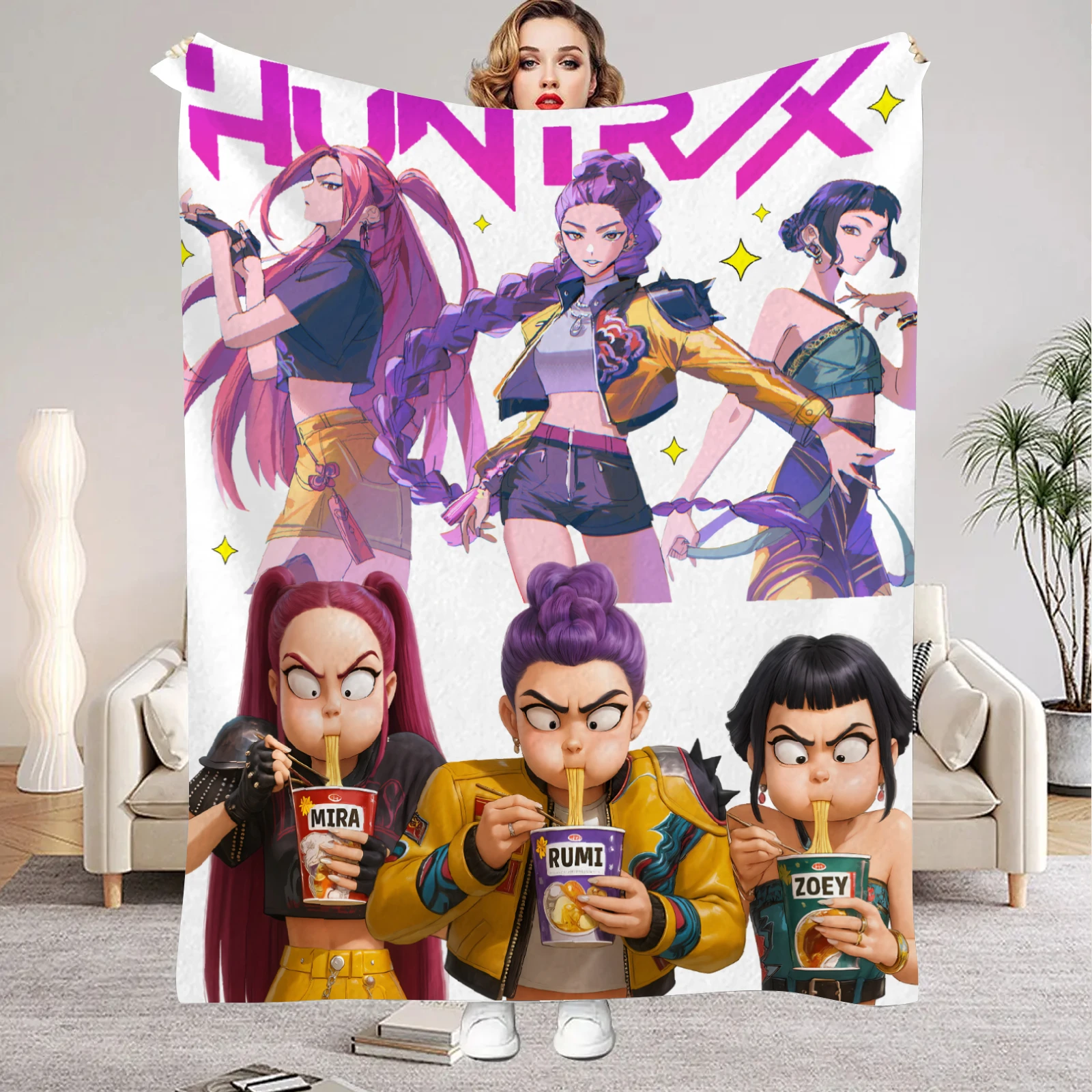 بطانيات kpop شيطان الصيادين هانتريكس جودة لينة دافئة رمي بطانية الشتاء الاطفال الأريكة السرير رقيق المفرش #3