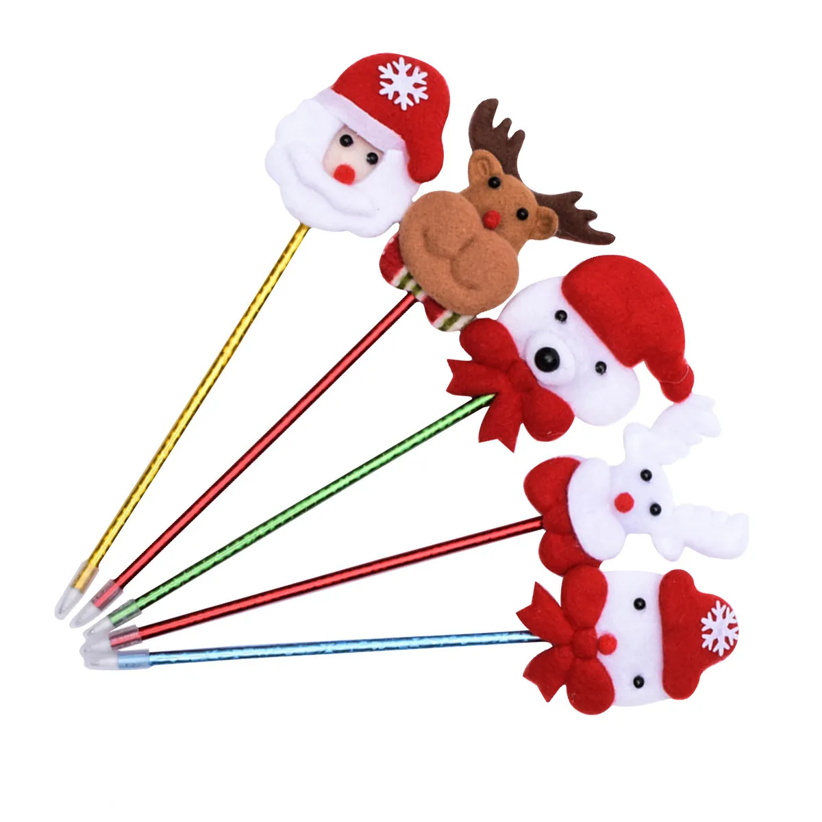 5Pcs LED Santa Claus Pens Funny Christmas Party Pens Luminous Writing Props Festival Beach Party Gifts