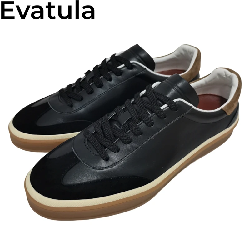 

2024 Spring Real Leather Lace Up Casual Sneakers Men Thick Sole Round Toe Flat Shoes Male Comfort Walking Shoes Zapatos Hombres