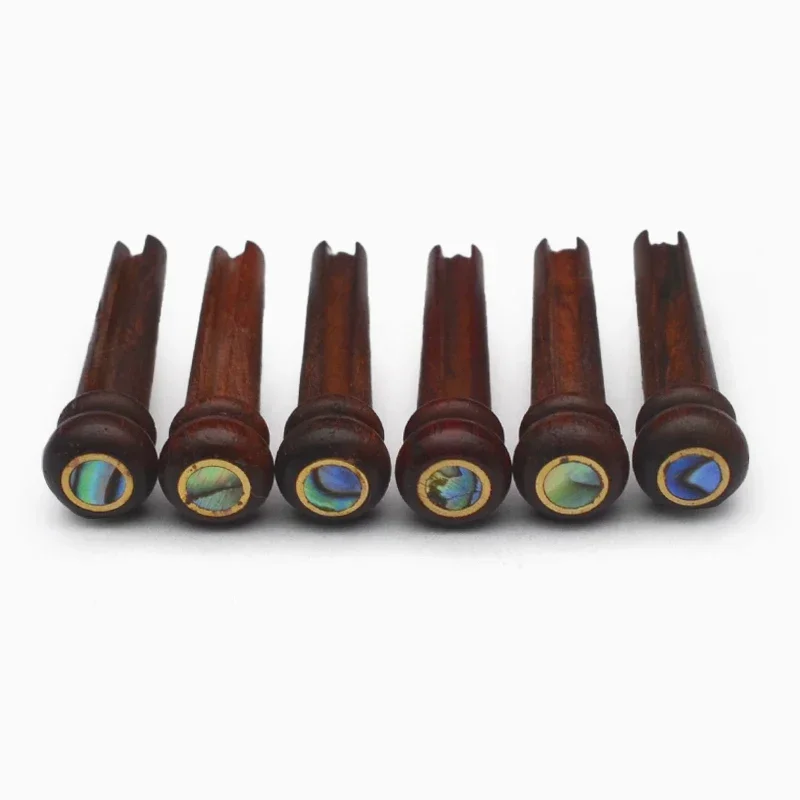 6/30Pcs Pure Cocobolo Wood Acoustic Guitar Bridge Pins 4.0MM Abalone Pearl Dot Inlay Durable Guitar String Nails Pin