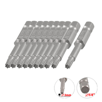 10pcs 50mm T15 Magnetic Torx Screwdriver Bits Set 3mm Tip 1/4\