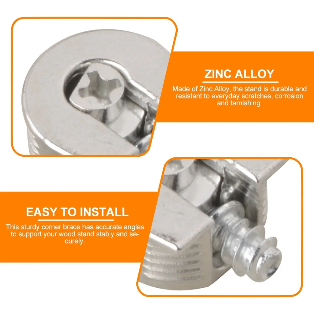 

10Pcs Alloy Furniture Connectors Screw-in Dowel Corner Brace Durable Cabinet Shelf Fixer for Home Garden Storage