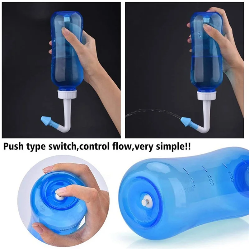

2PCS Sinus Rinse 500Ml Nasal Irrigation - Nose Cleaner For Nose Wash, Nose Washer (500Ml Bottle) Durable Easy To Use Blue