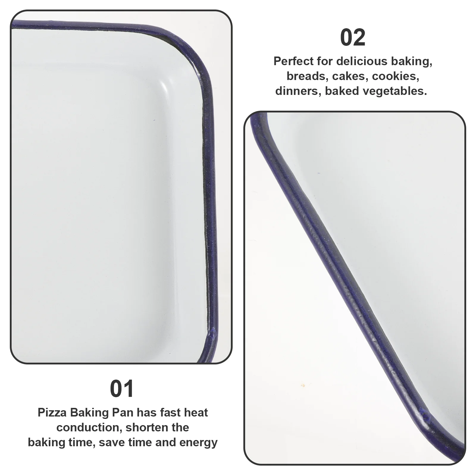 

Enamel Rectangular Baking Pan Non-Stick Oven Tray Heat-Resistant for Pizza Pancakes Multipurpose Kitchen Use Enamel Pie Pans
