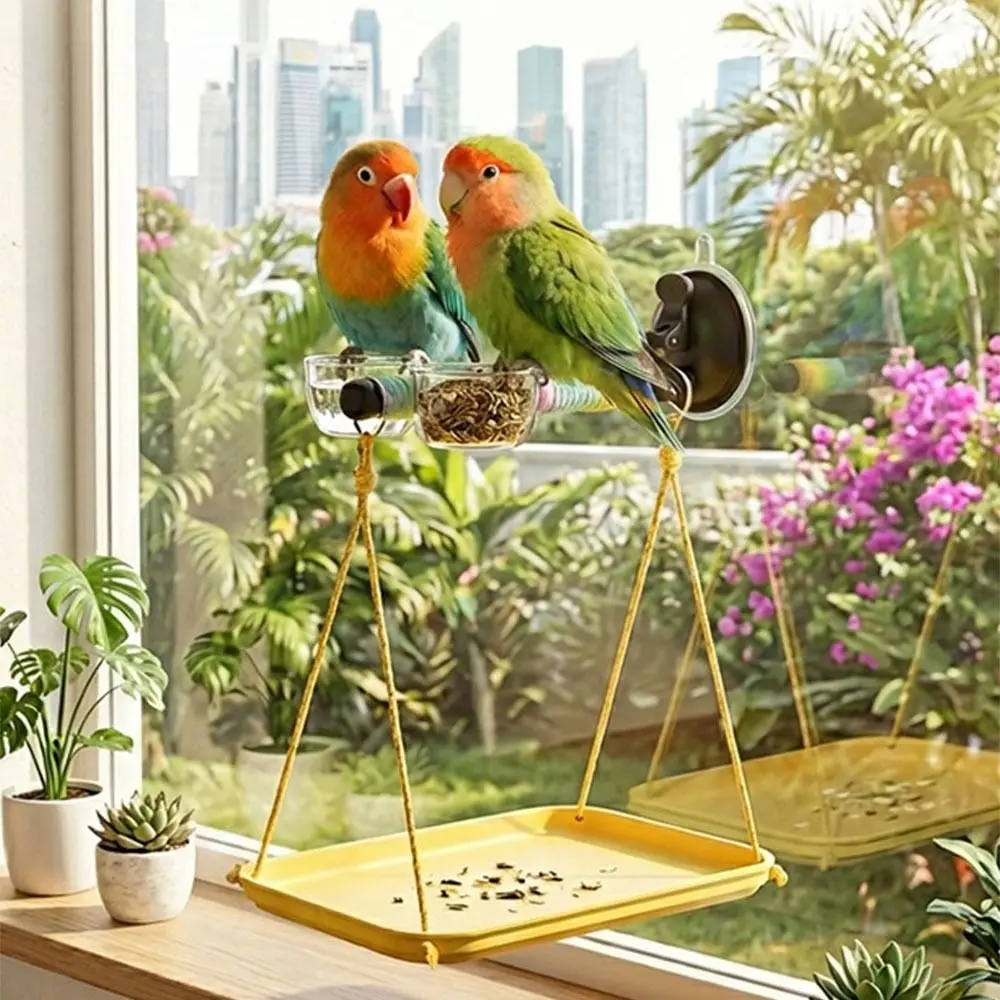 Colorful Bird Swing Hammock Interactive Durable Parrot Standing Bar Chain Bite Resistant Enrichment Bird Cage Parakeet