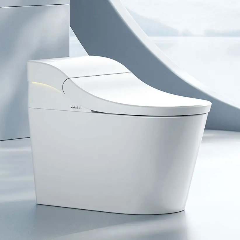 

New Design No Water Pressure Limit Instant Heating Siphon 3D Curved Seat Bathroom Intelligent Toilet Bowl Automatic Smart Toilet