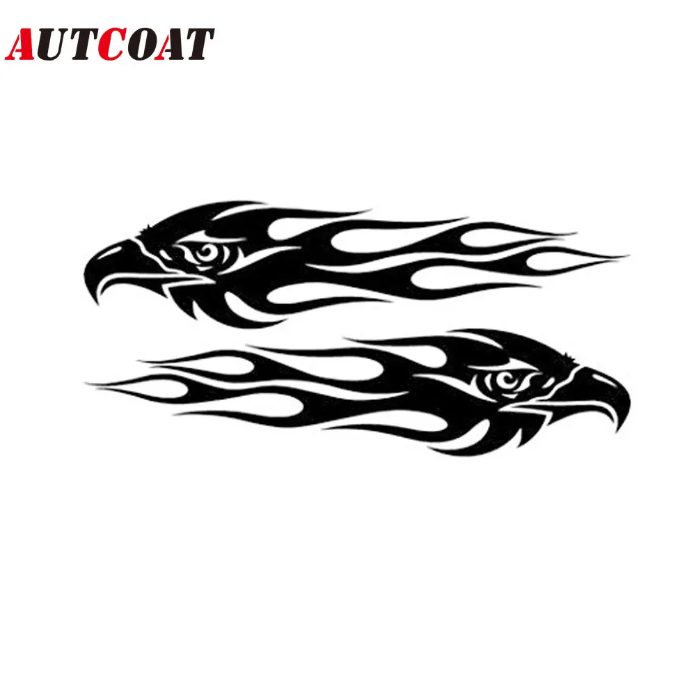 

AUTCOAT 1Pair Eagle Flames Decal Sticker, Die Cut vinyl decal for windows, cars, trucks, tool boxes, laptops