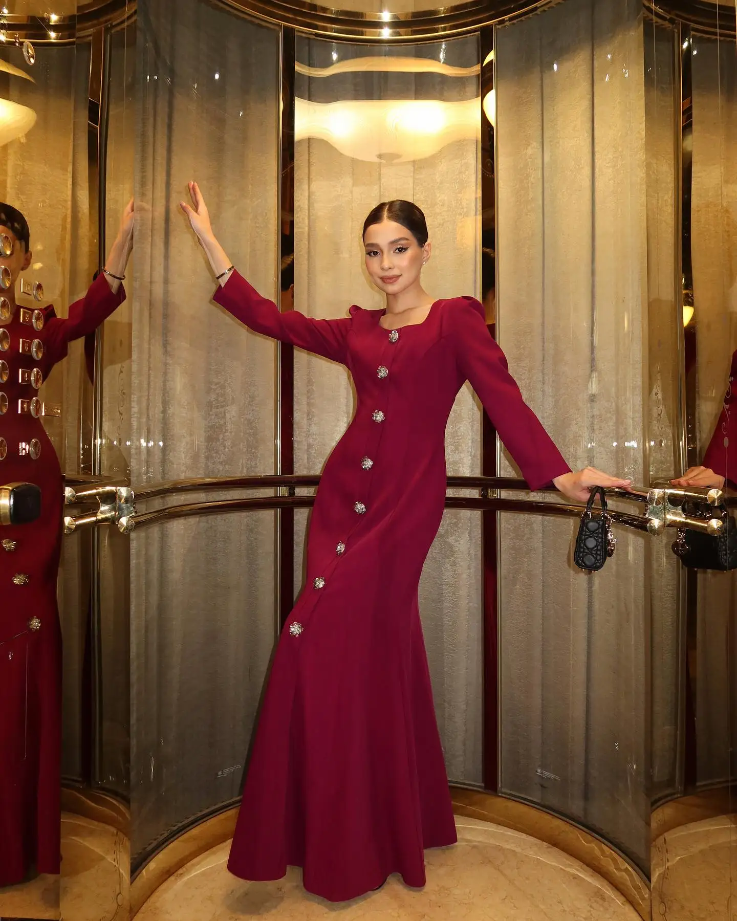 Customized Exquisite Jersey Mermaid Buttons Evening Dresses High Quality Long Sleeves Cocktail Dress Custom Size Party