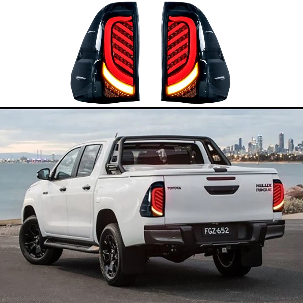 2Pcs Vehicle Exterior LED Rear Tail Light Rear Brake Fog Lamp Turn Signal Light For Toyota Hilux Revo Rocco 2015-2021 2022 2023