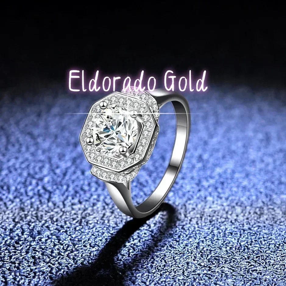 

Eldorado Gold White Gold Platinum PT950 Women Ring 1CT Real Diamond Engagement Ring For Women Lovely Birthday Gift For Girl Wit
