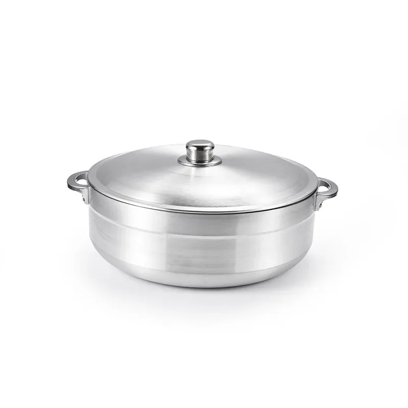 6 Piece Aluminum Cooking Pot Set Uncoated Sanding Finish Double Handle Soup Stew Cookware for South America Africa Kitchen