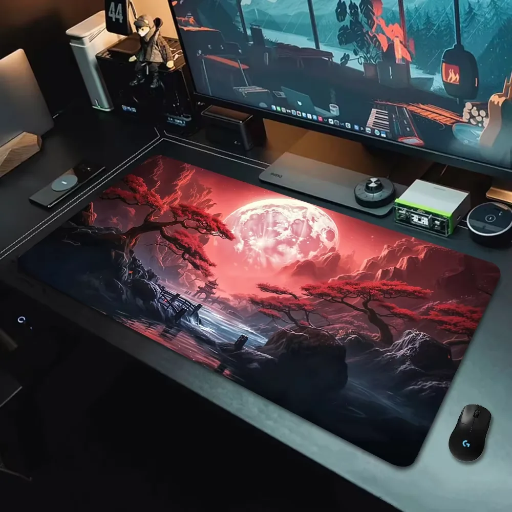 Hot Sell Large Landscape Red Moon Mouse Pad 900X400 Desk Mat for Office and Gaming Mouse Pad with Enhanced Precision and Comfort