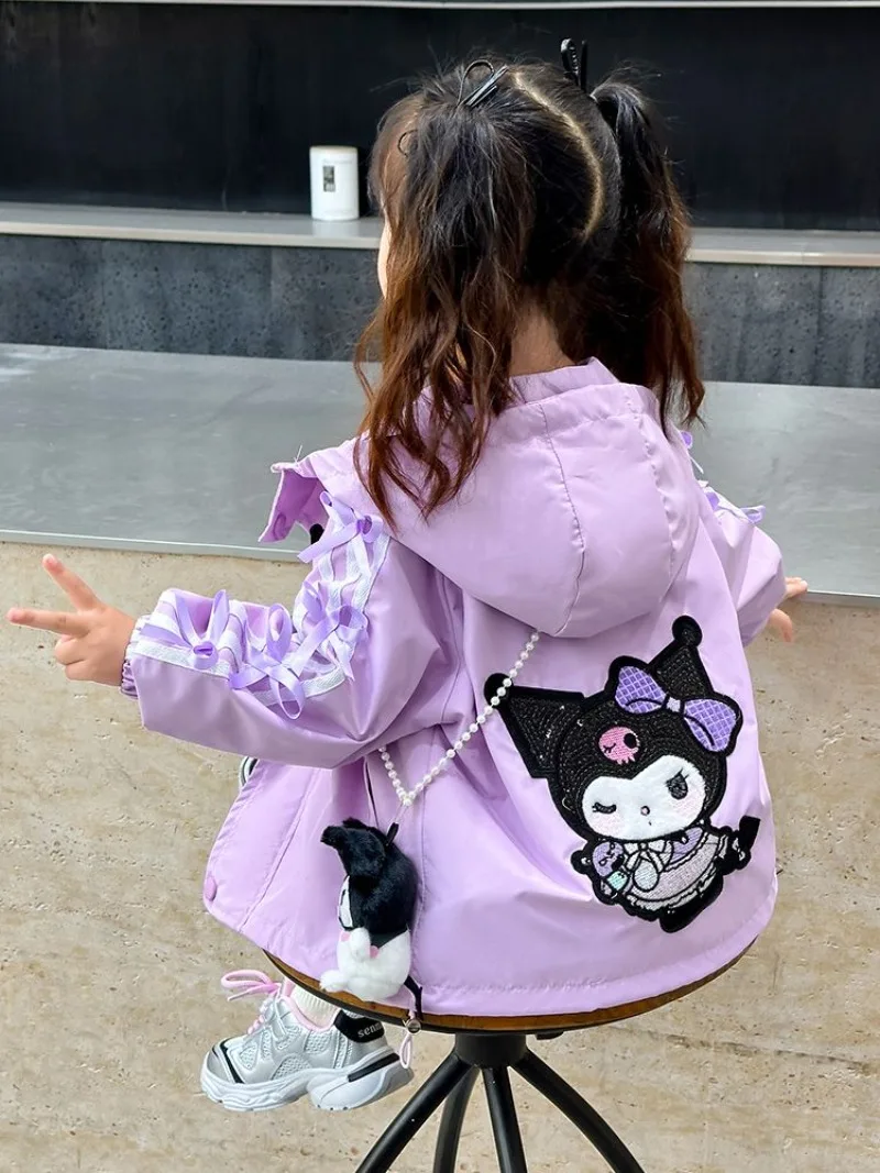 

Kawaii Kuromi Sanrio Students Cute Cartoon Windproof Sportswear Children Long Sleeved Warm Jacket Christmas Gifts for Kids