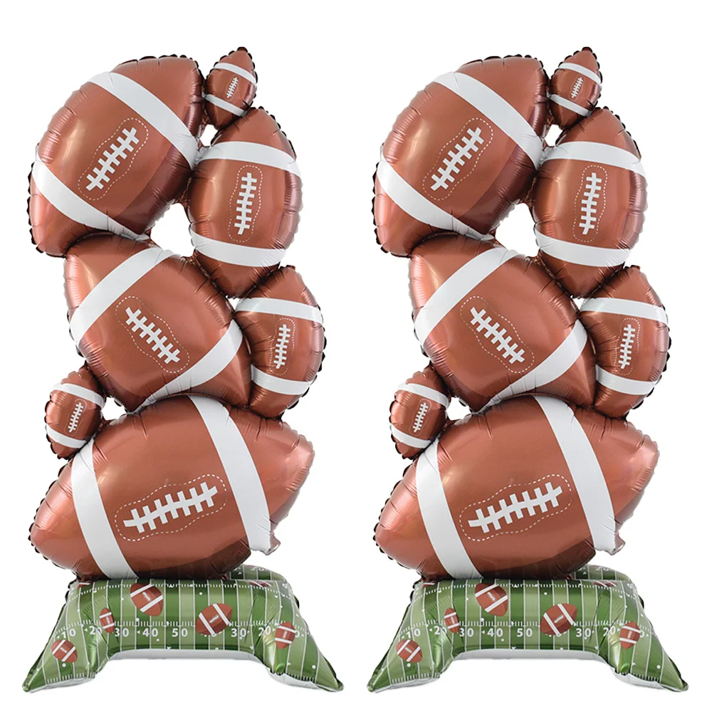 1/2 Pack Standing Football Party Decoration Balloons, Aluminum Foil Balloons, Suitable for Football Game Support Balloon Decorations, Themed Birthday Party Balloons, Fan Gathering Decoration Balloons, Tailgate Party, Sports Themed Party Decorations