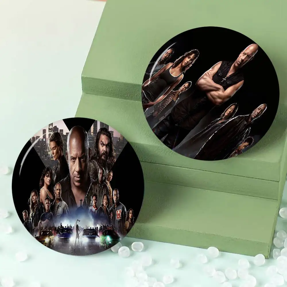 Movie F-Fast And F-Furious Creative Pins Funny Faces Round Snap-in Brooch Badge Backpack Hat Accessories Jewelry Gifts