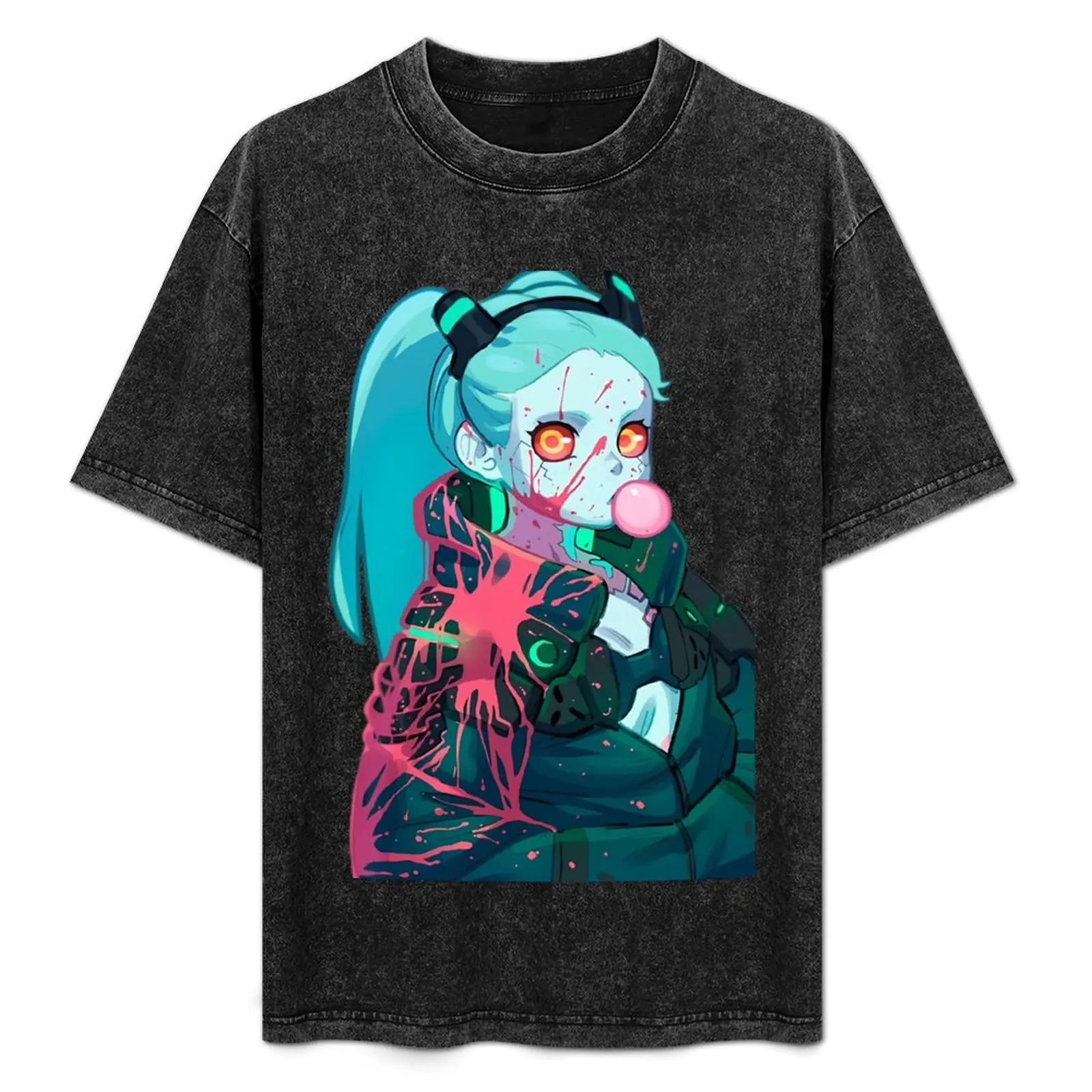 

Cyberpunk Edgerunners - bloody Rebecca T-Shirt anime stuff shirts graphic men clothing