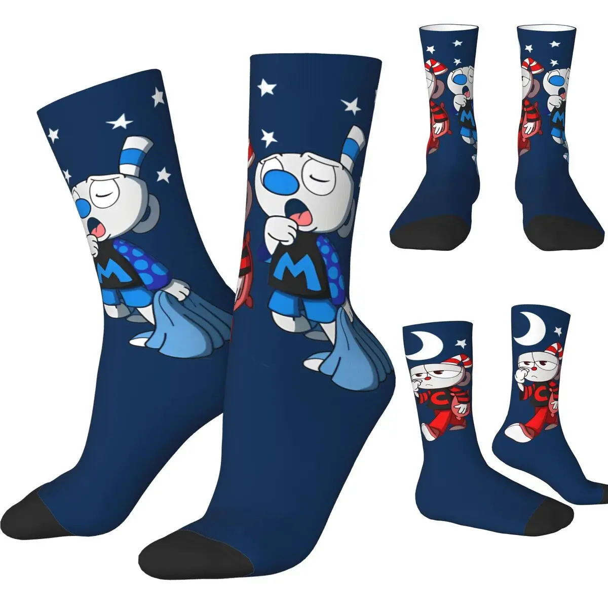 Fashion Men's Socks Harajuku Cuphead Game Sock Cuphead and Mugman Graphic Women's Socks Spring Summer Autumn Winter