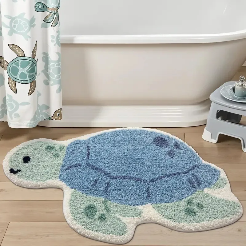 VIKAMA Adorable Little Yellow Duck Cartoon Semi Circular Bathroom Hallway Bedroom Rug Charming Home Decor Rug view 3