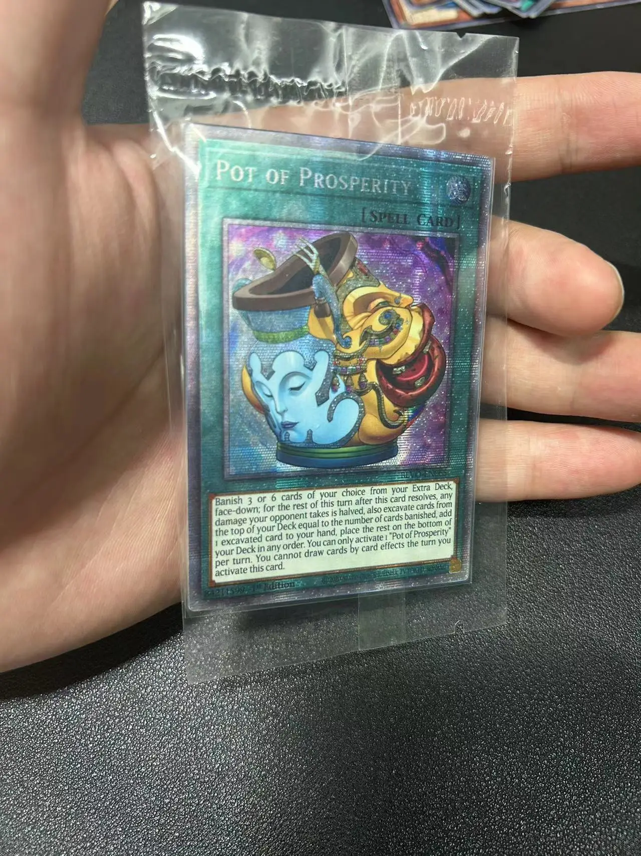 Yu Gi Oh PrismaticSecret Rare/PSER TCG Pot of Prosperity(BLVO-EN065) Board Game English Gift Collection Toy Card (Not Original)